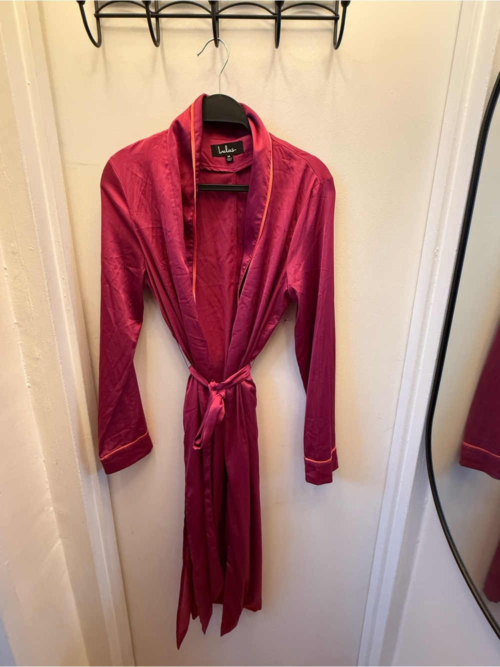NWOT Lulus Pink Satin Rope With Orange Piping With Pockets Size Medium